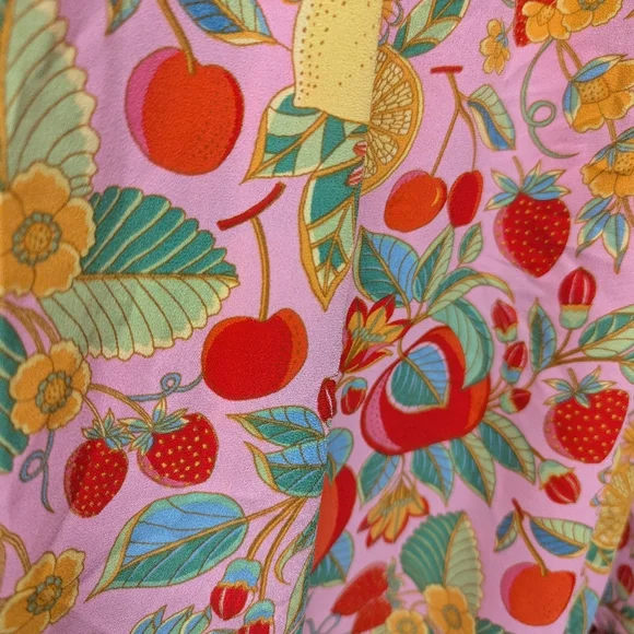 Rose & Olive Pink Tropical Fruit On Or Off-Shoulder Blouse 2X NWT - Picture 3 of 7